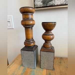 Hobby Lobby Wooden and Metal Candle Holders